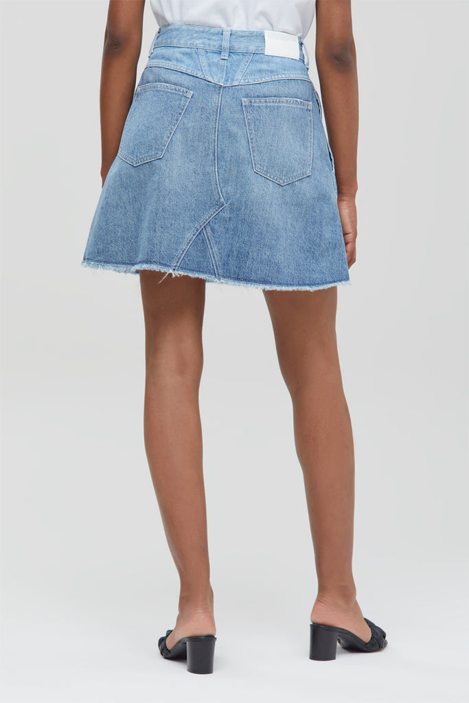 Closed - Jupe Patineuse En Jean En Coton Biologique Taille Haute - Bleu - Femme