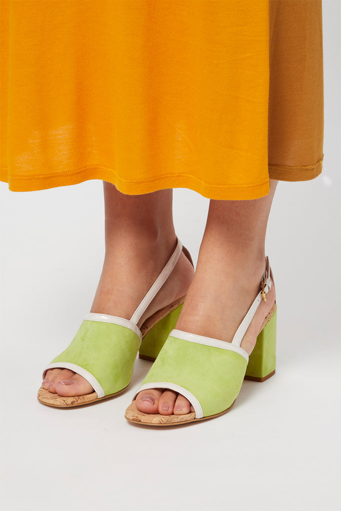 Sandales À Talons En Nubuck Vert Citron - Harmont & Blaine - Femme