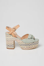 Sandales À Talons En Cuir - Vert D’Eau Et Camel - Harmont & Blaine - Femme