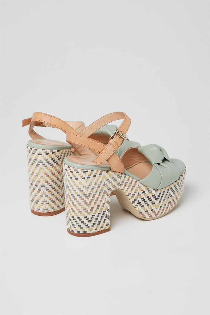 Sandales À Talons En Cuir - Vert D’Eau Et Camel - Harmont & Blaine - Femme