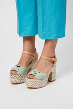 Sandales À Talons En Cuir - Vert D’Eau Et Camel - Harmont & Blaine - Femme