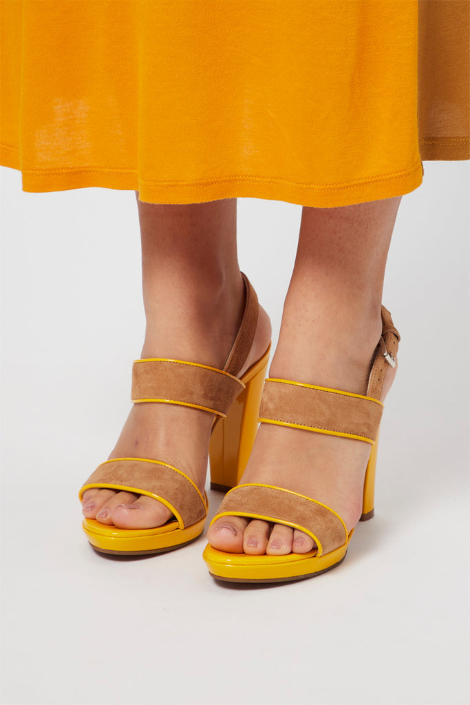 Sandales À Talons En Nubuck Camel - Harmont & Blaine - Femme