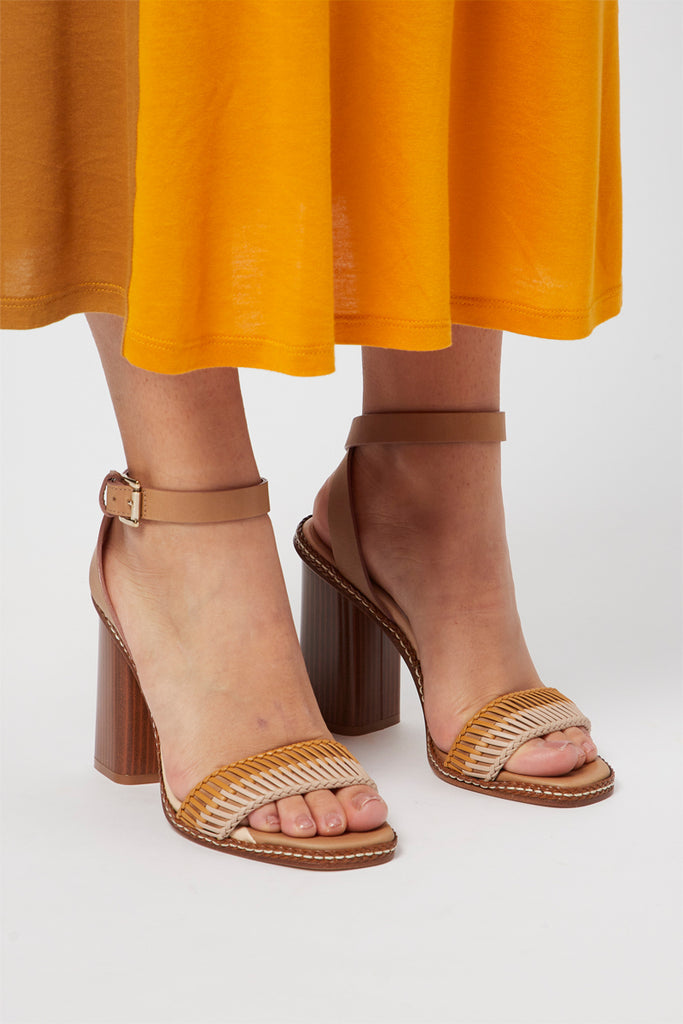 Sandales À Talons En Cuir Beige Et Blanc - Harmont & Blaine - Femme