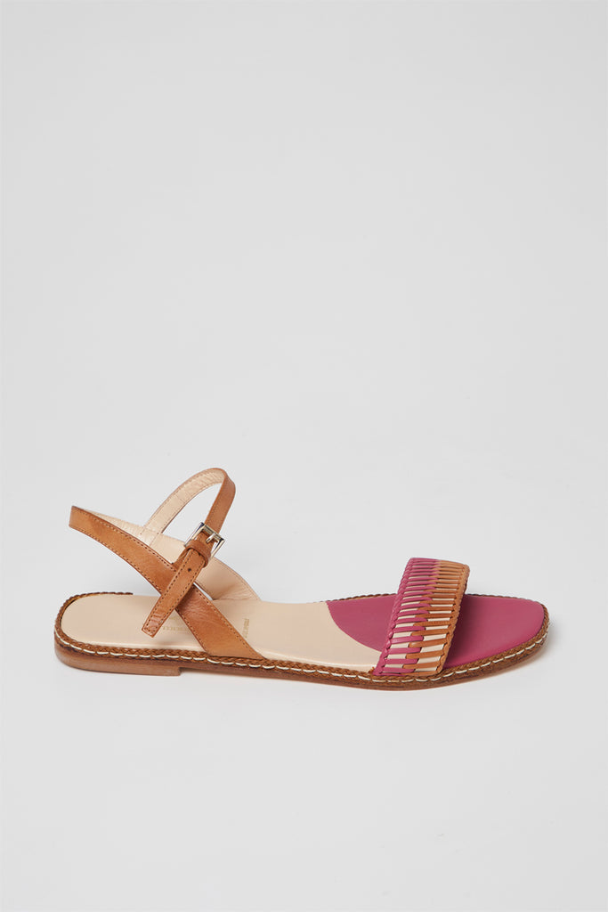 Sandales En Cuir - Fuchsia Et Camel - Harmont & Blaine - Femme