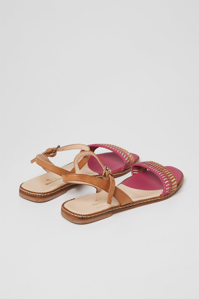 Sandales En Cuir - Fuchsia Et Camel - Harmont & Blaine - Femme