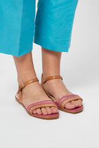 Sandales En Cuir - Fuchsia Et Camel - Harmont & Blaine - Femme