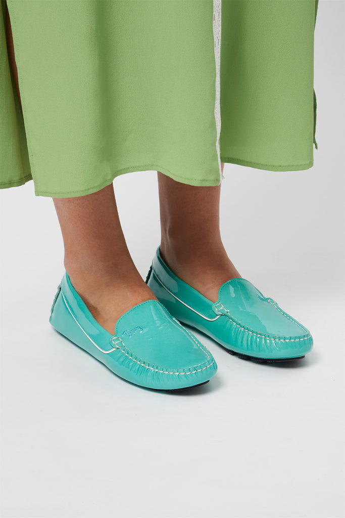 Mocassins En Cuir Verni Turquoise - Harmont & Blaine - Femme