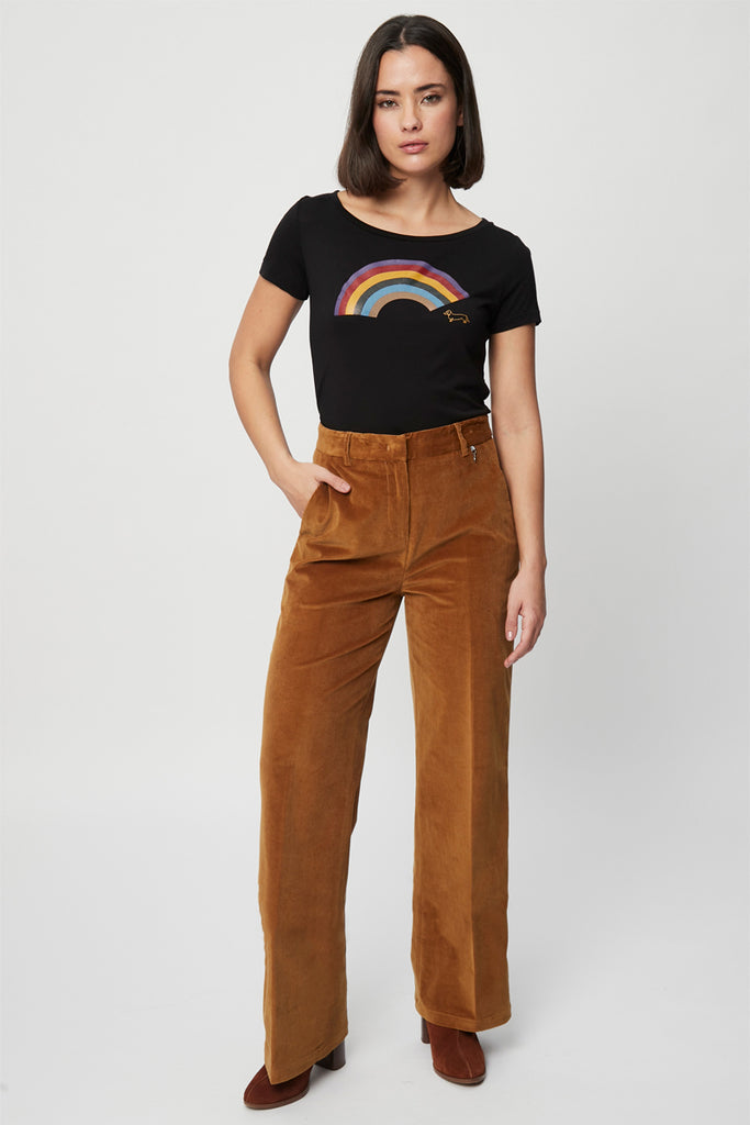 Pantalon Droit En Velours Côtelé Camel - Harmont & Blaine - Femme