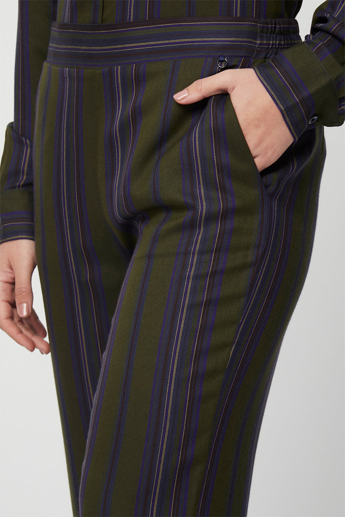 Pantalon Wide Legs Vert Olive - Harmont & Blaine - Femme
