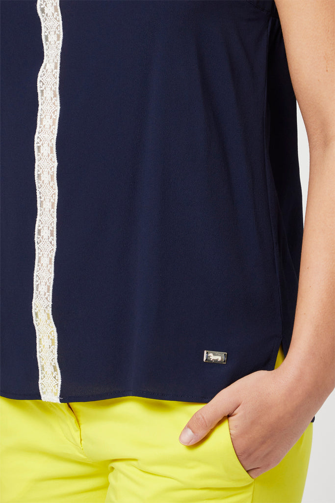 Top En Soie Bleu Marine - Harmont & Blaine - Femme