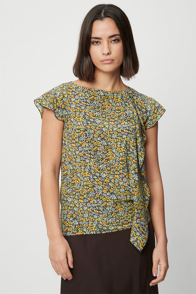 Top En Soie Bleu Et Jaune - Harmont & Blaine - Femme