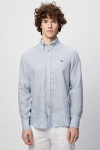 Chemise En Lin - Bleu Marine Et Blanc - Harmont & Blaine - Homme