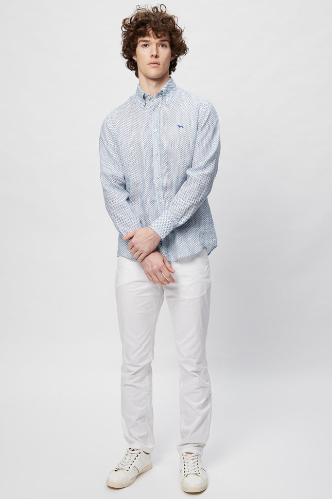 Chemise En Lin - Bleu Marine Et Blanc - Harmont & Blaine - Homme