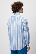 Chemise En Lin - Bleu Cobalt Et Blanc - Harmont & Blaine - Homme