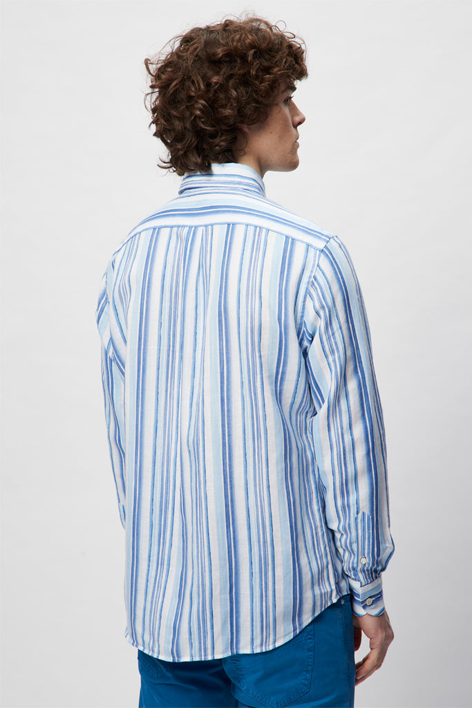 Chemise En Lin - Bleu Cobalt Et Blanc - Harmont & Blaine - Homme