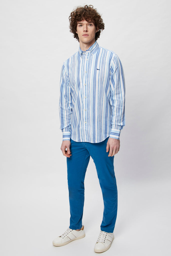 Chemise En Lin - Bleu Cobalt Et Blanc - Harmont & Blaine - Homme