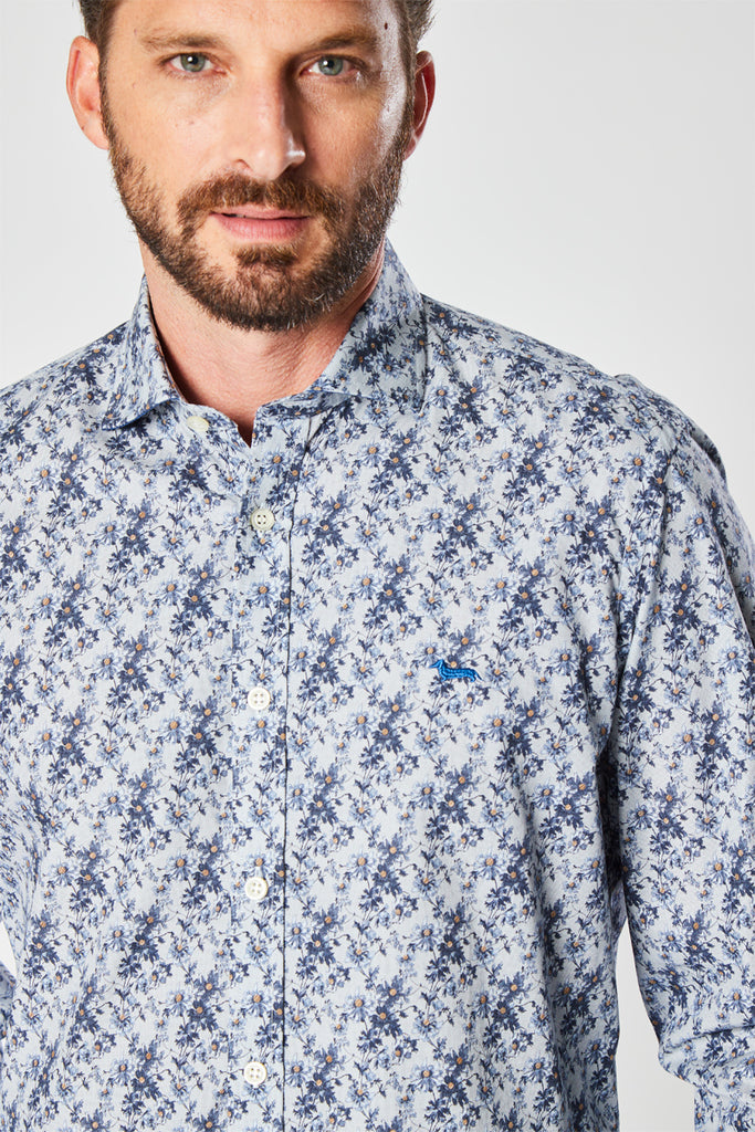 Chemise Fleurie Bleu Et Beige - Harmont & Blaine - Homme
