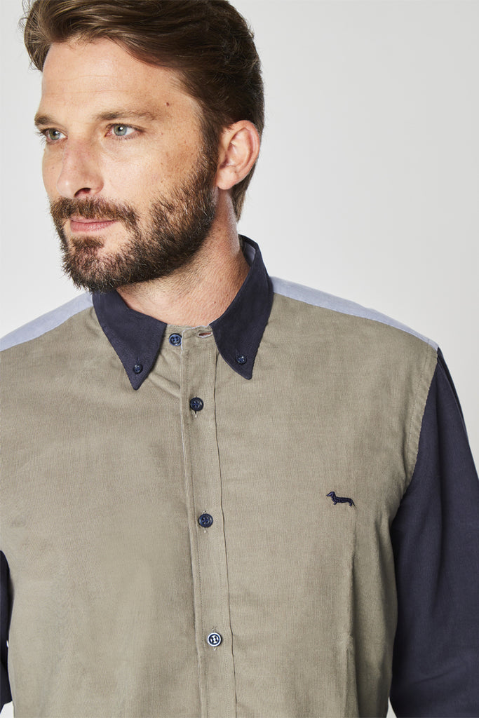 Chemise En Velours Vert Et Bleu - Harmont & Blaine - Homme