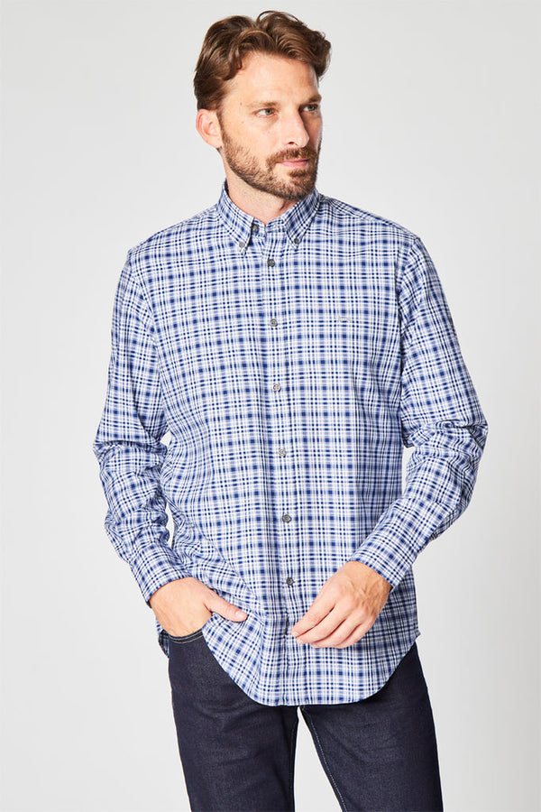 Chemise À Carreaux Bleu Marine Et Blanc - Harmont & Blaine - Homme