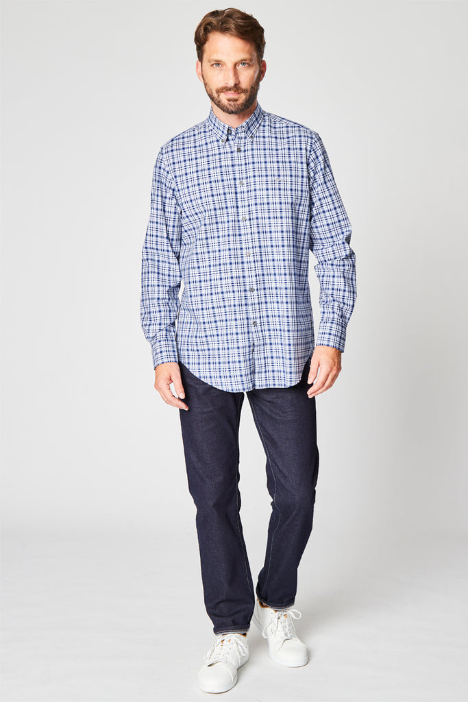 Chemise À Carreaux Bleu Marine Et Blanc - Harmont & Blaine - Homme
