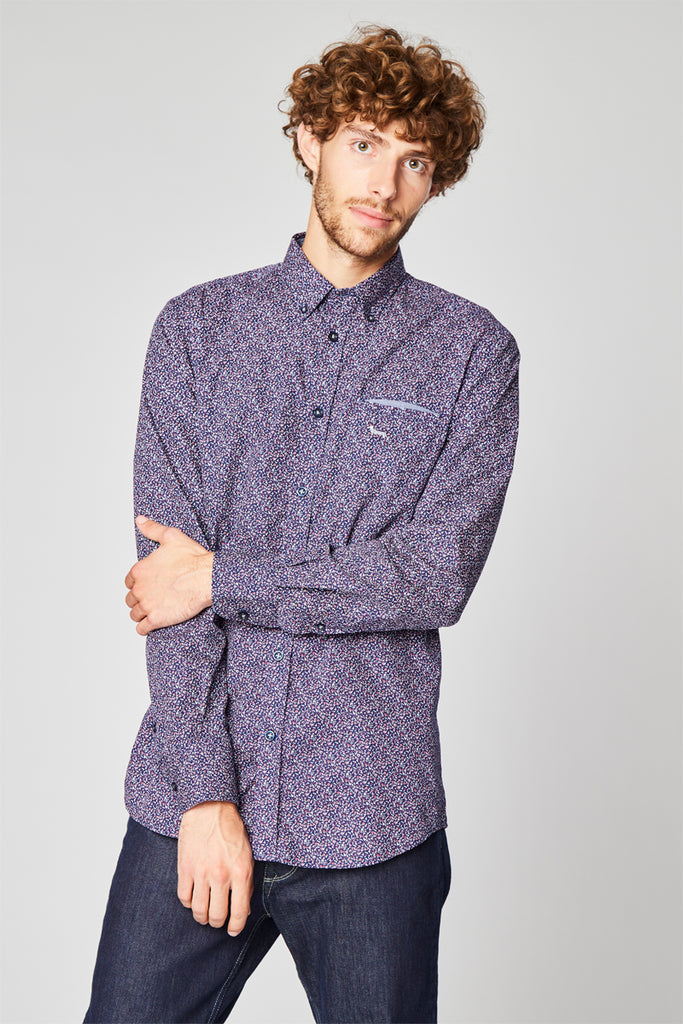Chemise Fleurie Bleu Marine - Harmont & Blaine - Homme