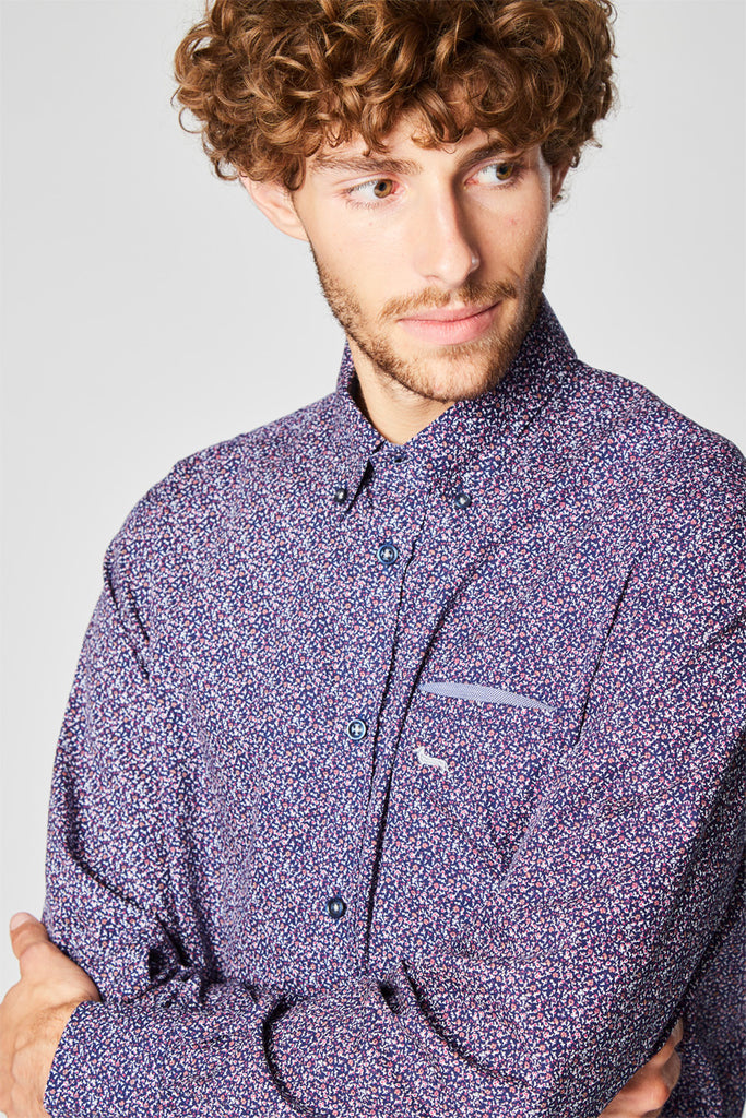 Chemise Fleurie Bleu Marine - Harmont & Blaine - Homme