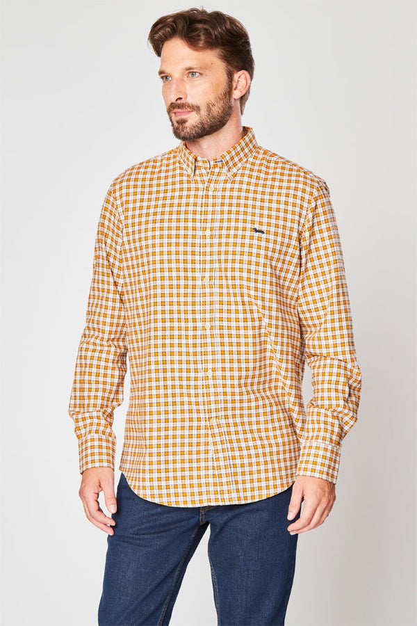 Chemise À Carreaux Moutarde Et Blanc - Harmont & Blaine - Homme