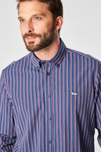 Chemise Rayée Bleu Marine Et Rouge - Harmont & Blaine - Homme