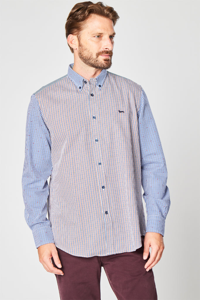 Chemise À Carreaux Bleu Et Bordeaux - Harmont & Blaine - Homme