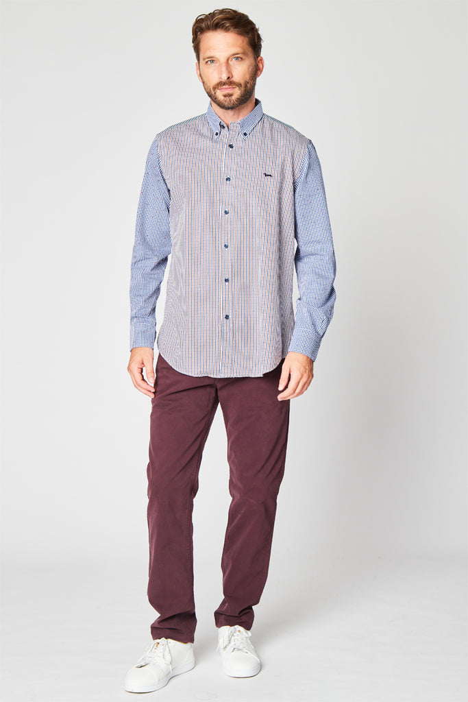 Chemise À Carreaux Bleu Et Bordeaux - Harmont & Blaine - Homme