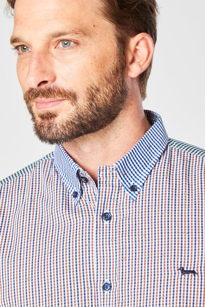 Chemise À Carreaux Bleu Et Bordeaux - Harmont & Blaine - Homme