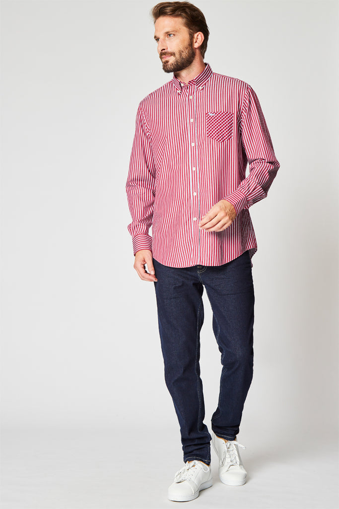 Chemise Rayée Bordeaux - Harmont & Blaine - Homme