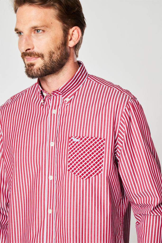 Chemise Rayée Bordeaux - Harmont & Blaine - Homme