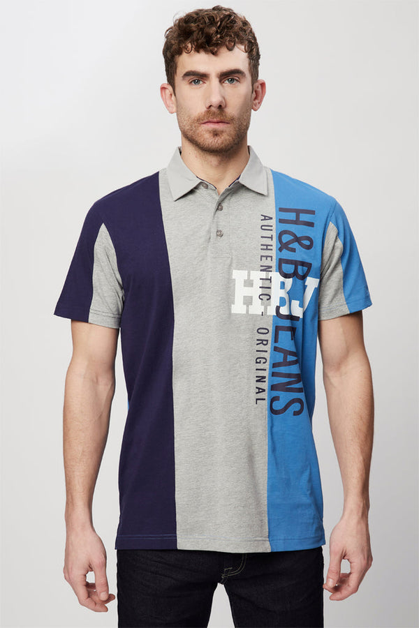 Polo Bleu Et Gris Chiné - Harmont & Blaine Jeans - Homme