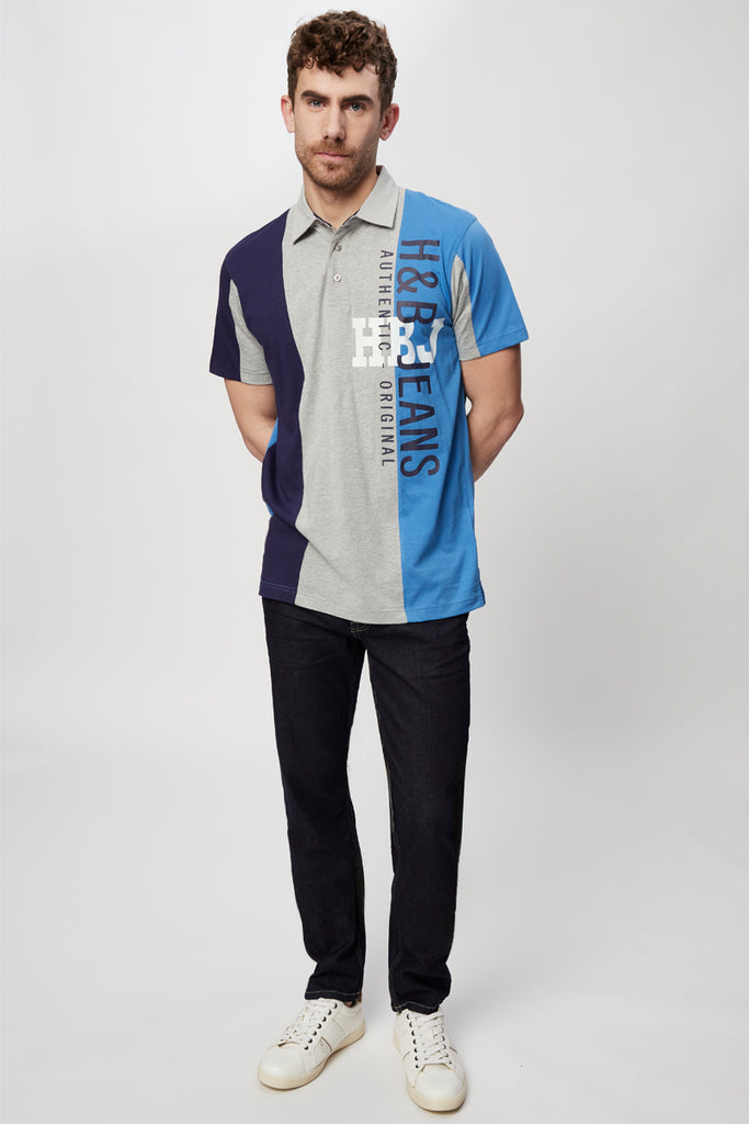 Polo Bleu Et Gris Chiné - Harmont & Blaine Jeans - Homme