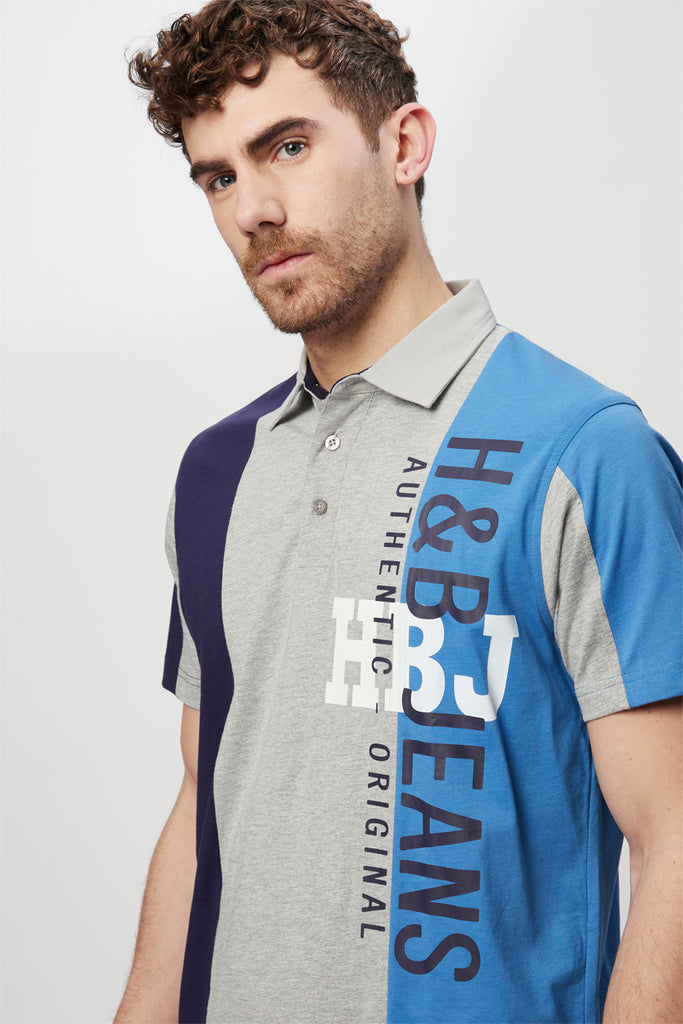 Polo Bleu Et Gris Chiné - Harmont & Blaine Jeans - Homme