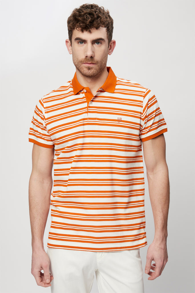 Polo Blanc Et Orange - Harmont & Blaine Jeans - Homme