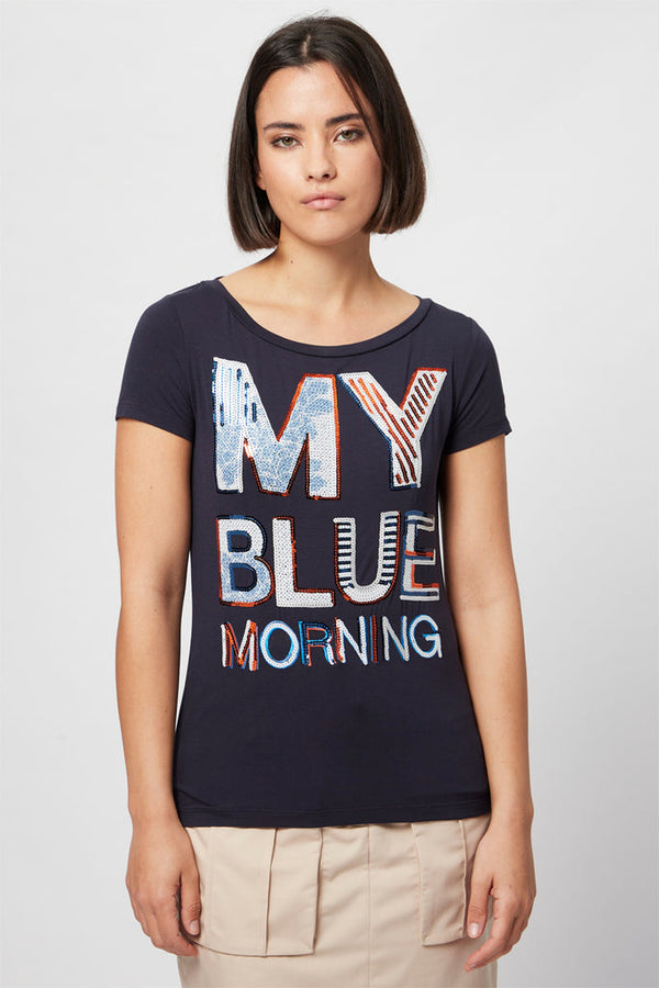 T-Shirt Bleu Marine - Harmont & Blaine - Femme