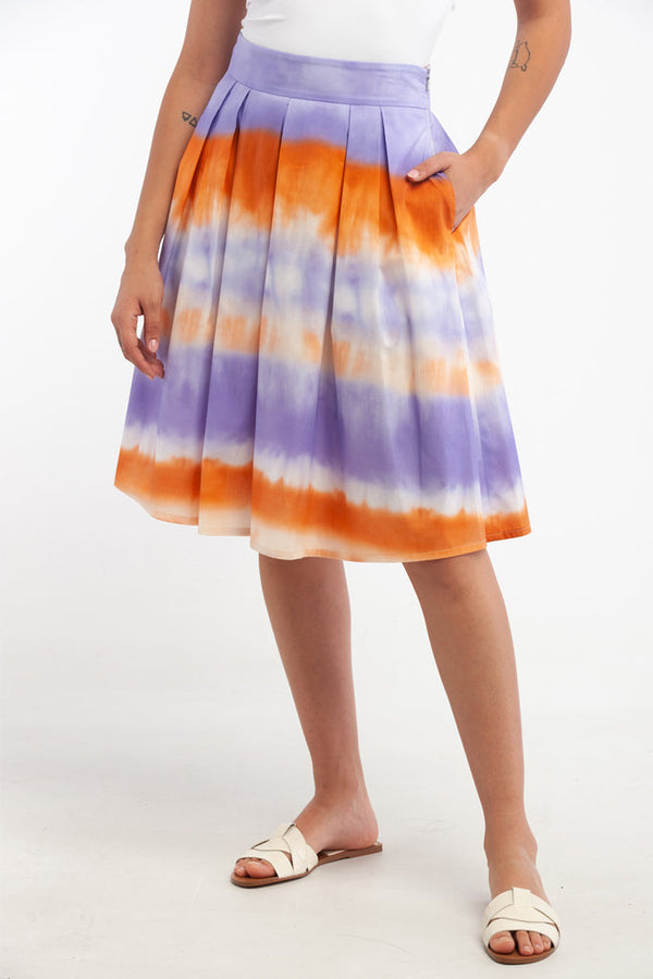 Jupe Plissée Tie And Dye - Violet Et Orange - Harmont & Blaine - Femme