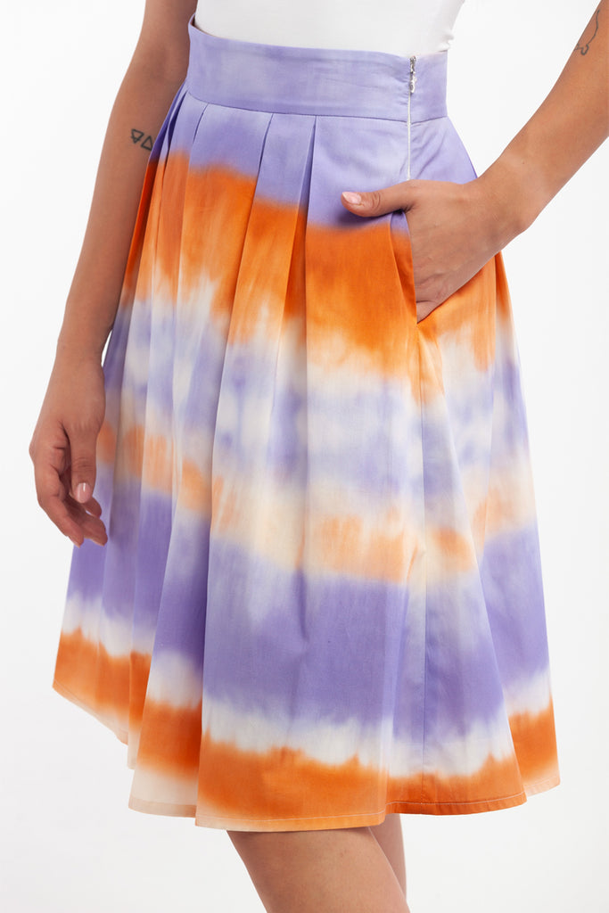 Jupe Plissée Tie And Dye - Violet Et Orange - Harmont & Blaine - Femme
