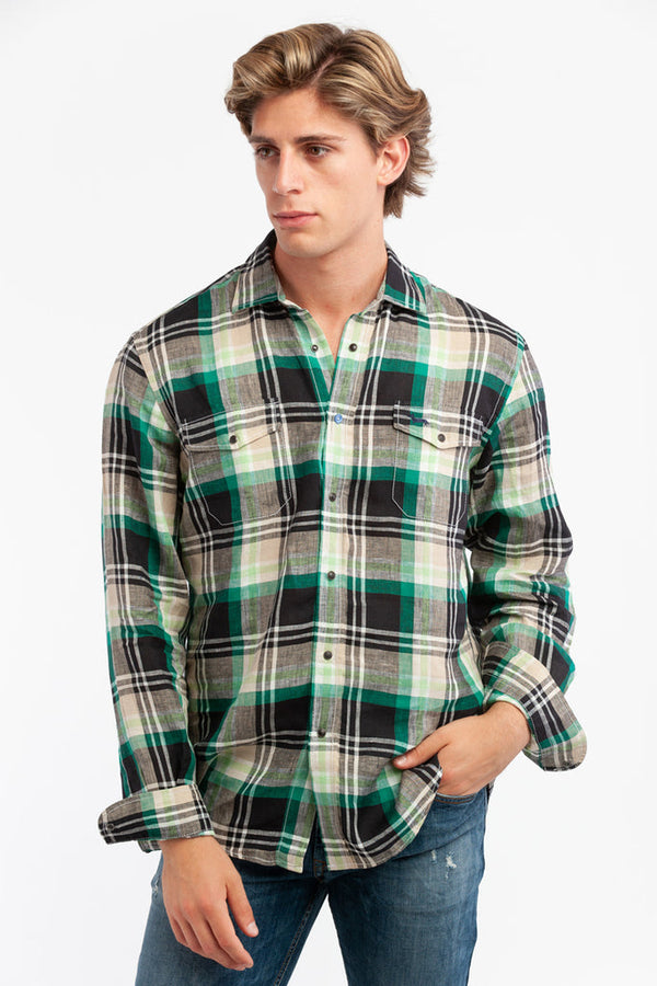 Chemise En Lin - Vert Foncé - Harmont & Blaine - Homme