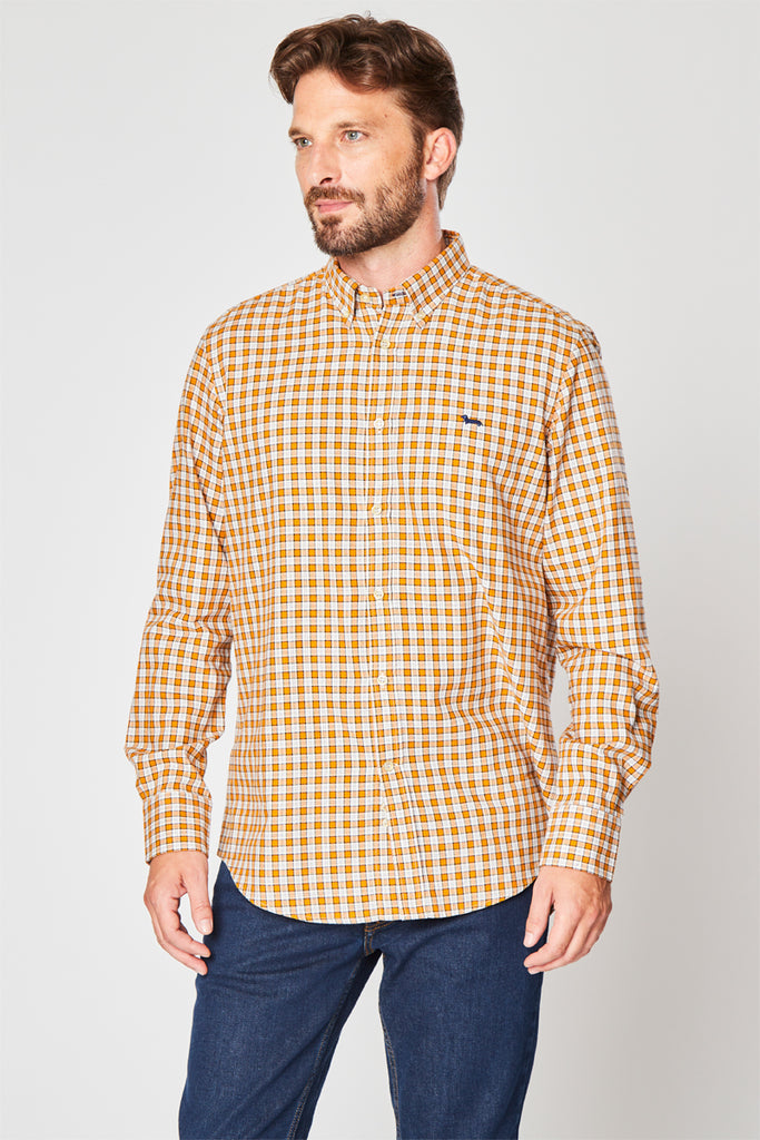 Chemise À Carreaux Moutarde Et Blanc - Harmont & Blaine - Homme