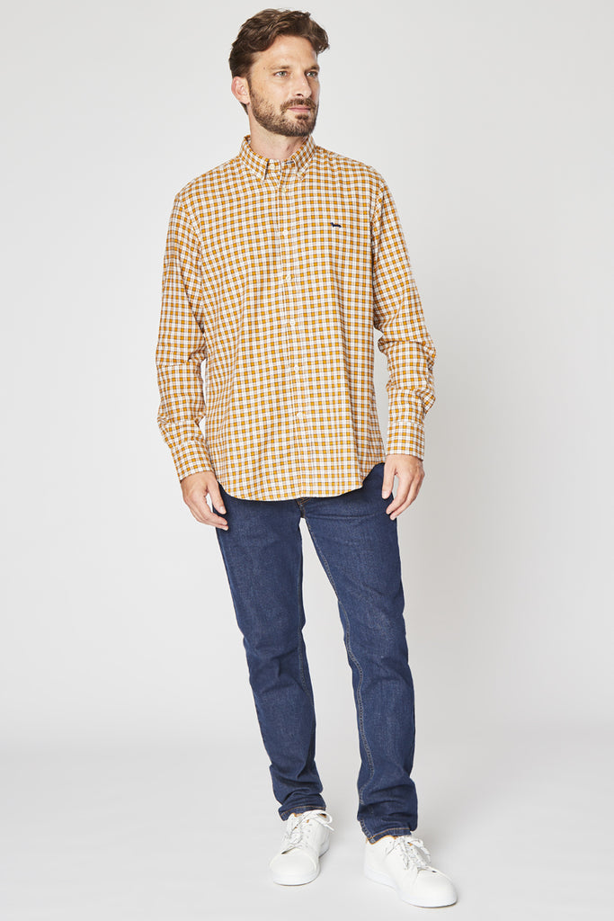 Chemise À Carreaux Moutarde Et Blanc - Harmont & Blaine - Homme