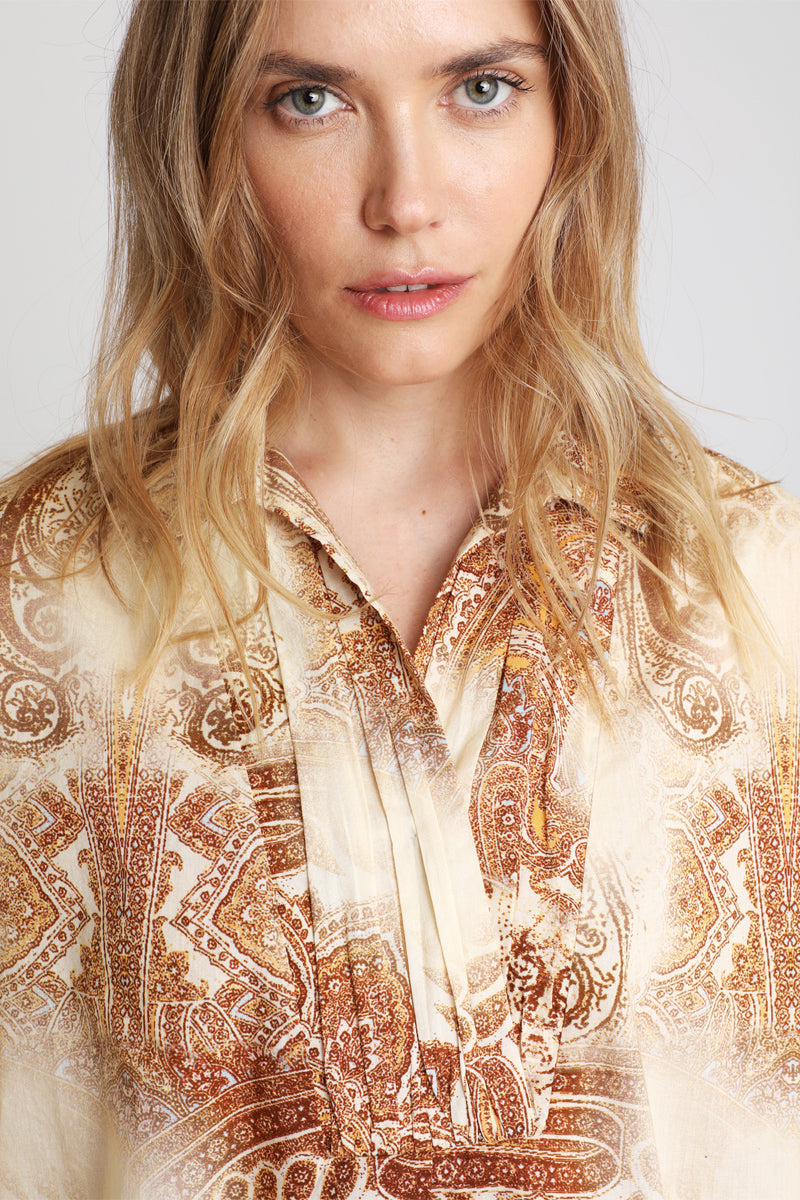 Blouse - Beige Et Bordeaux