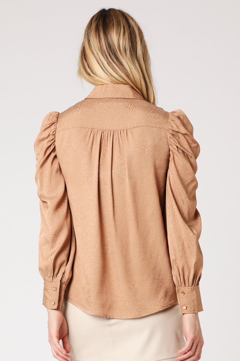 Chemise Unie Ml Froncees - Camel