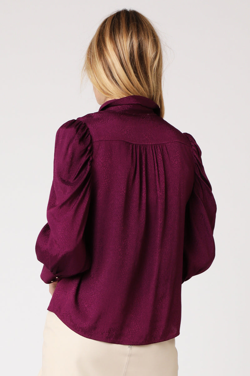 Chemise Unie Ml Froncees - Darkpurple