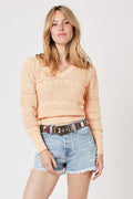 Pull Col V Crochet - Lightcoral