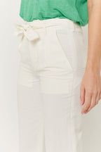 Pantalon Ville Uni Ceinture - Off White