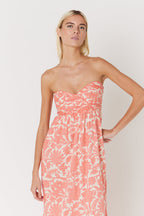 Robe Longue Bustier Imprimé - Madeira