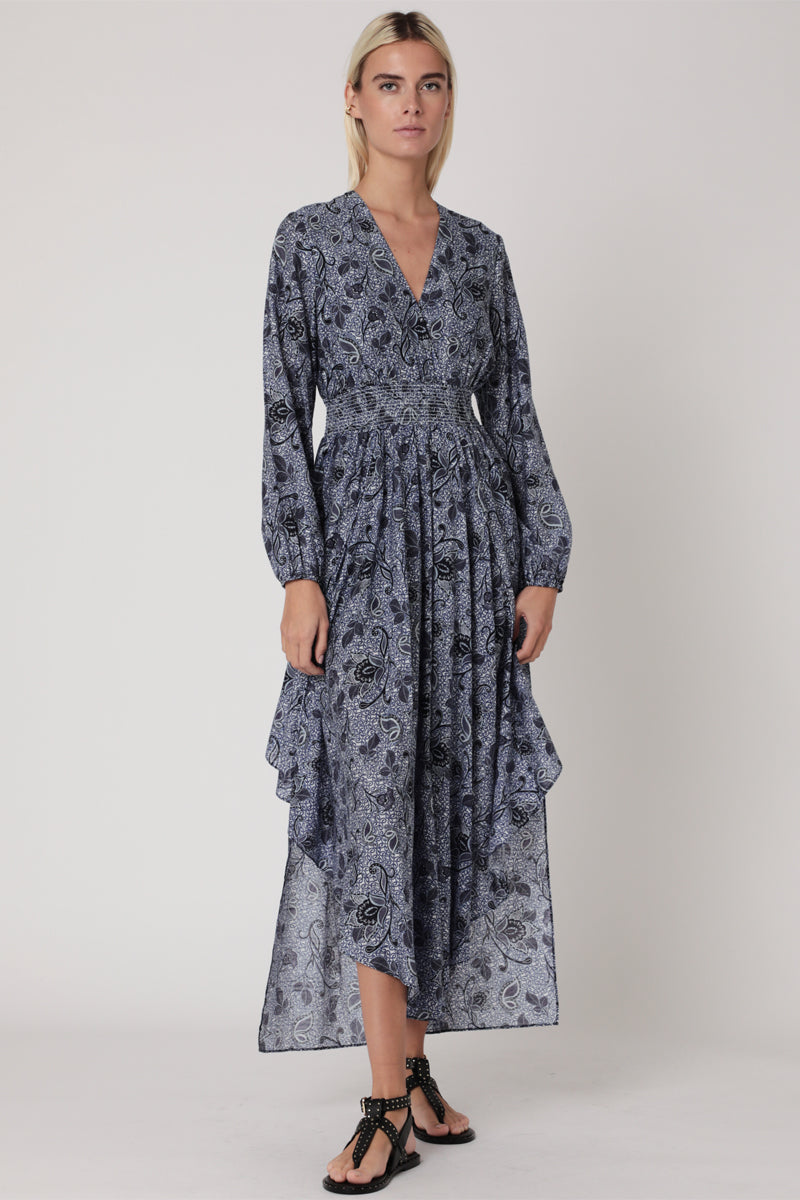 Robe Longue Imprimé Smock Taille - Santorini